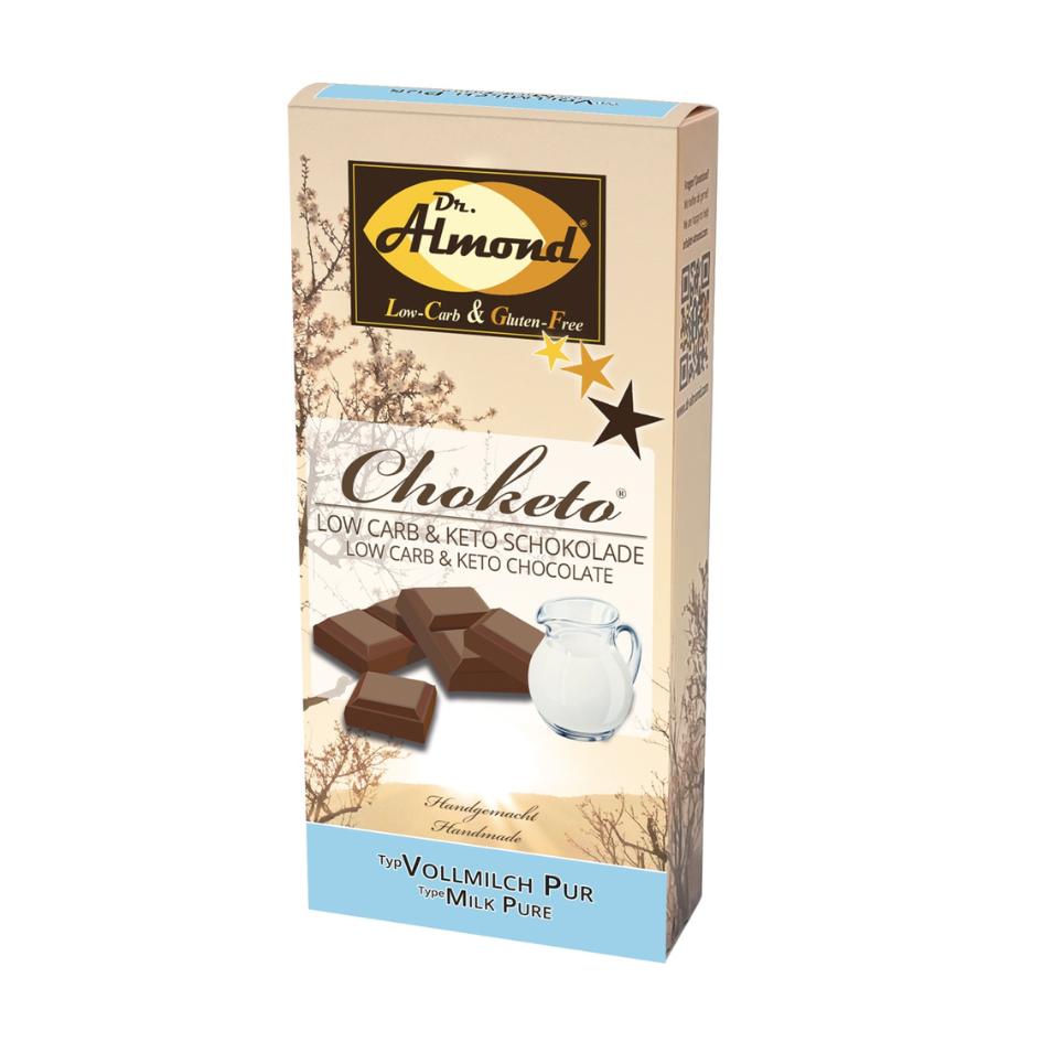 CHOKETO Low Carb & Keto Schokolade Typ VOLLMILCH PUR – 3 Tafeln – handgemacht