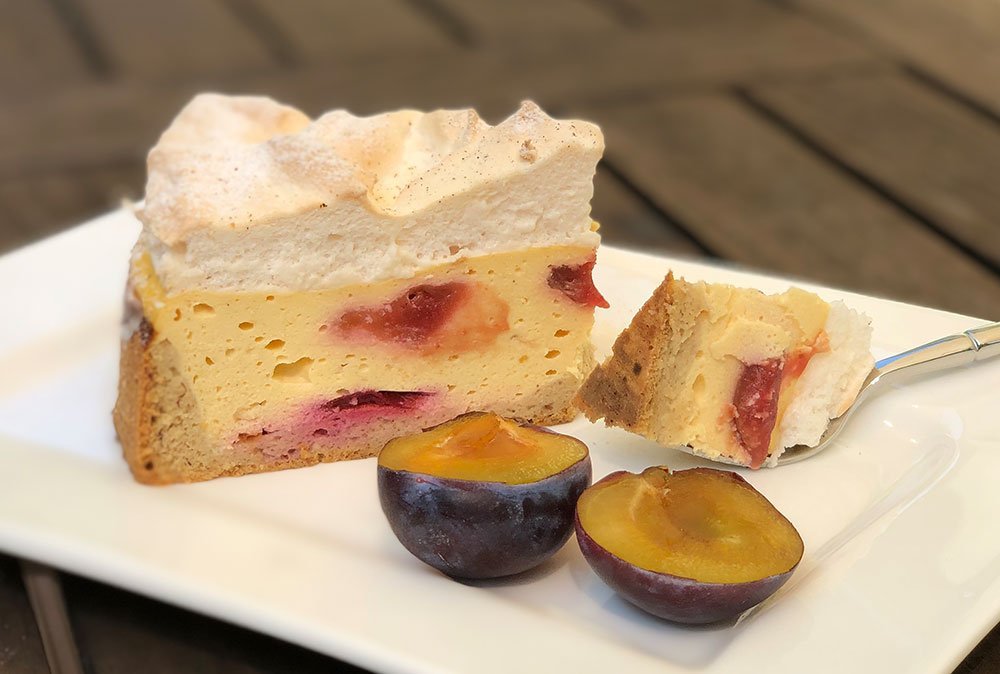 Rezept Pfaumen-Käsekuchen mit Baiserhaube lowcarb glutenfrei