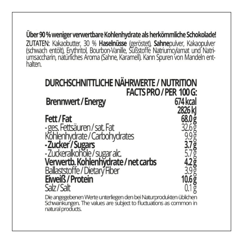 CHOKETO Low Carb & Keto Schokolade KARAMELLMILCH & HASELNUSS – 3 Tafeln – handgemacht – ohne Zuckerzusatz