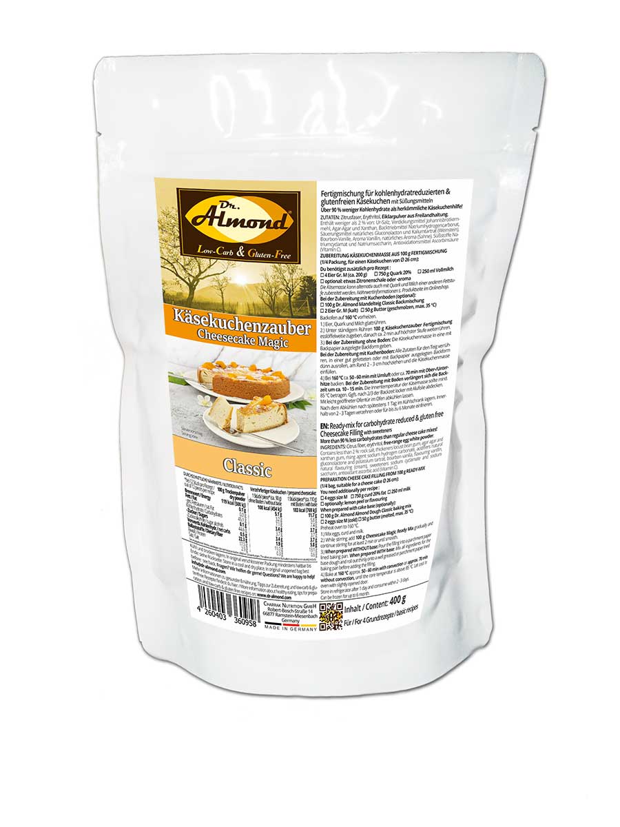 KÄSEKUCHENZAUBER CLASSIC Fertigmischung für Käsekuchen – low-carb, glutenfrei, sojafrei, keto Käsekuchenhilfe
