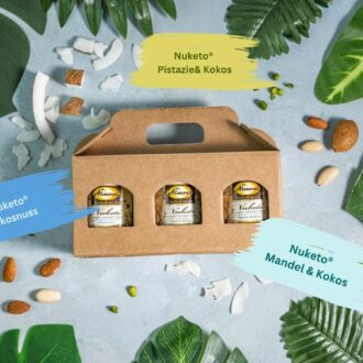 Probierset Nuketo KOKOSVARIATIONEN Gourmet Nougat-Creme low carb keto | 3 Sorten Aufstrich | ohne Zuckerzusatz | ohne Palmöl – Bild 3